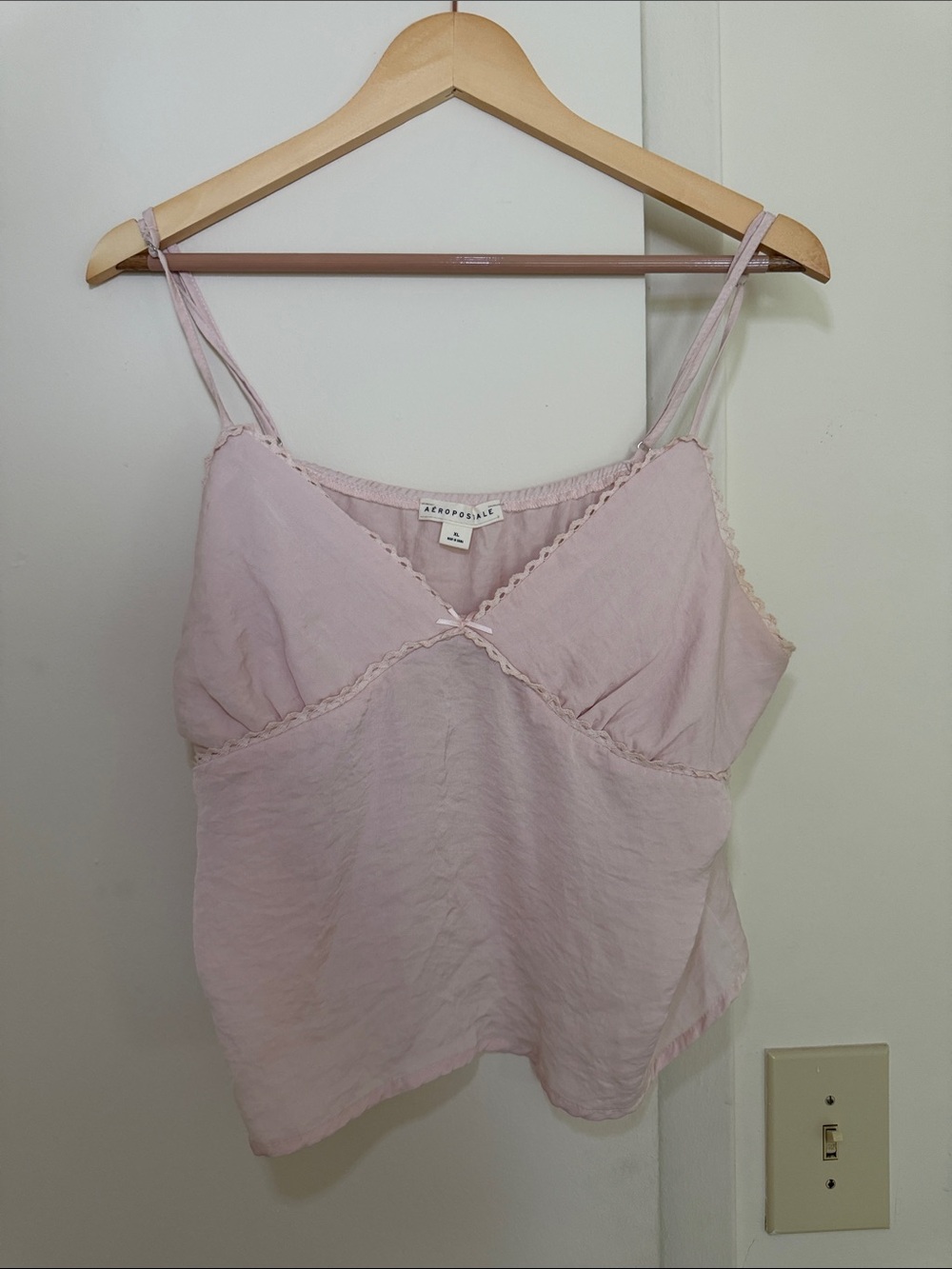 Aeropostale Pale Pink V-Neck Camisole with Lace Trim